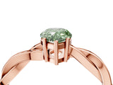 Rose gold Fancy Green Pear  Solitaire Twisted Pave Diamond Ring with Four-Prong Setting_89