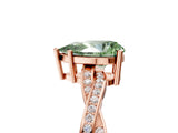 Rose gold Fancy Green Pear  Solitaire Twisted Pave Diamond Ring with Four-Prong Setting_90