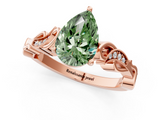 Rose gold Fancy Green Pear  Solitaire Vine Band with Milgrain Prong Setting_4