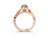 Rose gold Fancy Green Pear  Solitaire Vine Band with Milgrain Prong Setting_6