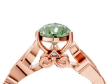 Rose gold Fancy Green Pear  Solitaire Vine Band with Milgrain Prong Setting_7