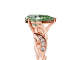 Rose gold Fancy Green Pear  Solitaire Vine Band with Milgrain Prong Setting_8