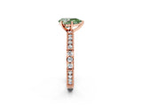 Rose gold Fancy Green Pear  Solitaire with Pavé Band and Four-Prong Setting_320