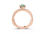 Rose gold Fancy Green Pear  Solitaire with Pavé Band and Four-Prong Setting_321