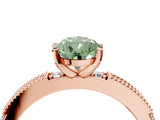 Rose gold Fancy Green Pear  Solitaire with Pavé Band and Four-Prong Setting_322