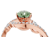 Rose gold Fancy Green Pear  Solitaire with Pavé Twist Band and Four-Prong Setting_45