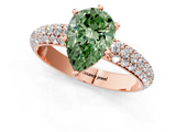 Rose gold Fancy Green Pear  Solitaire with Pave Band and Four-Prong Setting_4