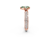 Rose gold Fancy Green Pear  Solitaire with Pave Band and Four-Prong Setting_5