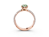 Rose gold Fancy Green Pear  Solitaire with Pave Band and Four-Prong Setting_6