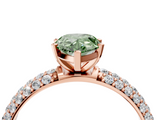 Rose gold Fancy Green Pear  Solitaire with Pave Band and Four-Prong Setting_7