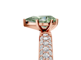 Rose gold Fancy Green Pear  Solitaire with Pave Band and Four-Prong Setting_8
