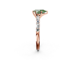 Rose gold Fancy Green Pear  Solitaire with Side Baguettes and Channel Set Band_47