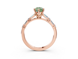 Rose gold Fancy Green Pear  Solitaire with Side Baguettes and Channel Set Band_48