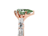 Rose gold Fancy Green Pear  Solitaire with Side Baguettes and Channel Set Band_50