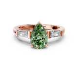 Rose gold Fancy Green Pear  Solitaire with Tapered Baguette Side Stones on a Classic Band with Four-Prong Setting_70