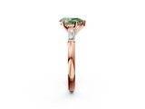 Rose gold Fancy Green Pear  Solitaire with Tapered Baguette Side Stones on a Classic Band with Four-Prong Setting_72