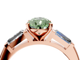 Rose gold Fancy Green Pear  Solitaire with Tapered Baguette Side Stones on a Classic Band with Four-Prong Setting_74