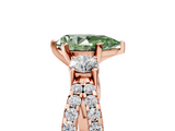 Rose gold Fancy Green Pear  Three-Stone Diamond Ring with Pavé Split Shank and Four-Prong Setting_101