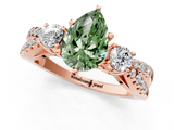 Rose gold Fancy Green Pear  Three-Stone Diamond Ring with Pavé Split Shank and Four-Prong Setting_97