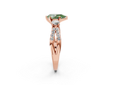 Rose gold Fancy Green Pear  Three-Stone Diamond Ring with Pavé Split Shank and Four-Prong Setting_98
