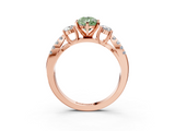 Rose gold Fancy Green Pear  Three-Stone Diamond Ring with Pavé Split Shank and Four-Prong Setting_99