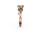 Rose gold Fancy Green Pear cut Solitaire Twisted Band Prong Setting Ring_199