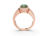 Rose gold Fancy Green Princess -Cut Halo Diamond Ring with Split Shank and Four-Prong Setting_20