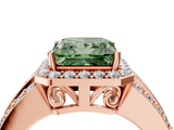 Rose gold Fancy Green Princess -Cut Halo Diamond Ring with Split Shank and Four-Prong Setting_21