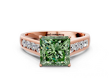 Rose gold Fancy Green Princess  Brilliant Channel-Set Solitaire Ring with Four-Prong Setting_18