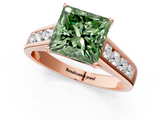 Rose gold Fancy Green Princess  Brilliant Channel-Set Solitaire Ring with Four-Prong Setting_19