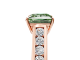 Rose gold Fancy Green Princess  Brilliant Channel-Set Solitaire Ring with Four-Prong Setting_23