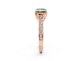 Rose gold Fancy Green Princess  Brilliant Cut Diamond Engagement Ring with Pavé Band and Four-Prong Setting_31
