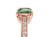 Rose gold Fancy Green Princess  Brilliant Cut Diamond Engagement Ring with Pavé Band and Four-Prong Setting_34