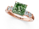 Rose gold Fancy Green Princess  Brilliant Cut Diamond Five-Stone Prong Set Engagement Ring with Channel Band_1