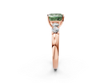 Rose gold Fancy Green Princess  Brilliant Cut Diamond Five-Stone Prong Set Engagement Ring with Channel Band_2