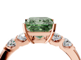Rose gold Fancy Green Princess  Brilliant Cut Diamond Five-Stone Prong Set Engagement Ring with Channel Band_4