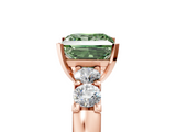 Rose gold Fancy Green Princess  Brilliant Cut Diamond Five-Stone Prong Set Engagement Ring with Channel Band_5