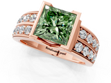 Rose gold Fancy Green Princess  Brilliant Diamond Channel Set Wide Band Ring with Bezel Setting_1
