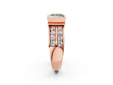 Rose gold Fancy Green Princess  Brilliant Diamond Channel Set Wide Band Ring with Bezel Setting_2
