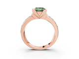 Rose gold Fancy Green Princess  Brilliant Diamond Channel Set Wide Band Ring with Bezel Setting_3