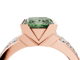 Rose gold Fancy Green Princess  Brilliant Diamond Channel Set Wide Band Ring with Bezel Setting_4
