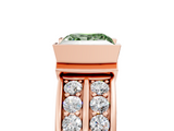Rose gold Fancy Green Princess  Brilliant Diamond Channel Set Wide Band Ring with Bezel Setting_5