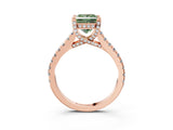 Rose gold Fancy Green Princess  Brilliant Diamond Solitaire with Pavé Band and Four-Prong Setting 4