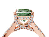 Rose gold Fancy Green Princess  Brilliant Diamond Solitaire with Pavé Band and Four-Prong Setting 5