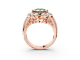 Rose gold Fancy Green Princess  Brilliant Flower Halo Diamond Split Shank Ring_84