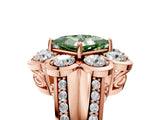 Rose gold Fancy Green Princess  Brilliant Flower Halo Diamond Split Shank Ring_86