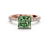 Rose gold Fancy Green Princess  Brilliant Pavé Band Solitaire with Four-Prong Setting_17
