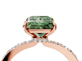 Rose gold Fancy Green Princess  Brilliant Pavé Band Solitaire with Four-Prong Setting_21