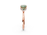 Rose gold Fancy Green Princess  Brilliant Solitaire Engagement Ring with Six-Prong Setting and Classic Band_2