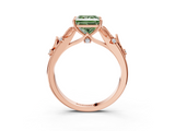 Rose gold Fancy Green Princess  Brilliant Solitaire with Leaf Motif Band and Four-Prong Setting_38